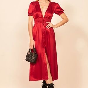 Reformation Alexea Silk Midi Dress